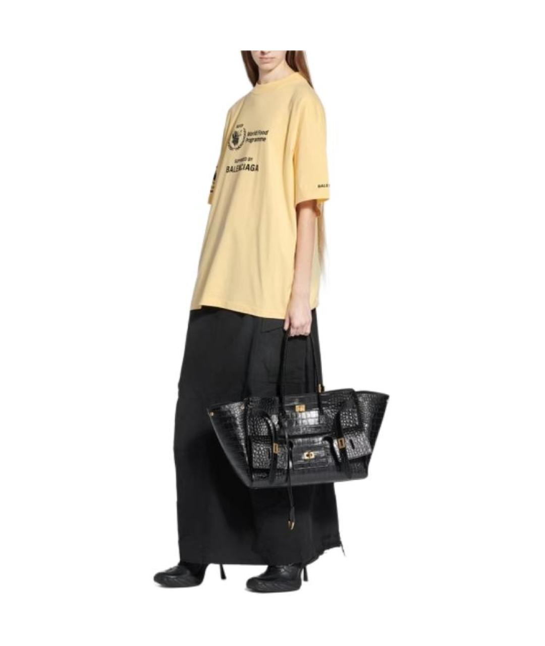 BALENCIAGA Желтая хлопковая футболка, фото 5