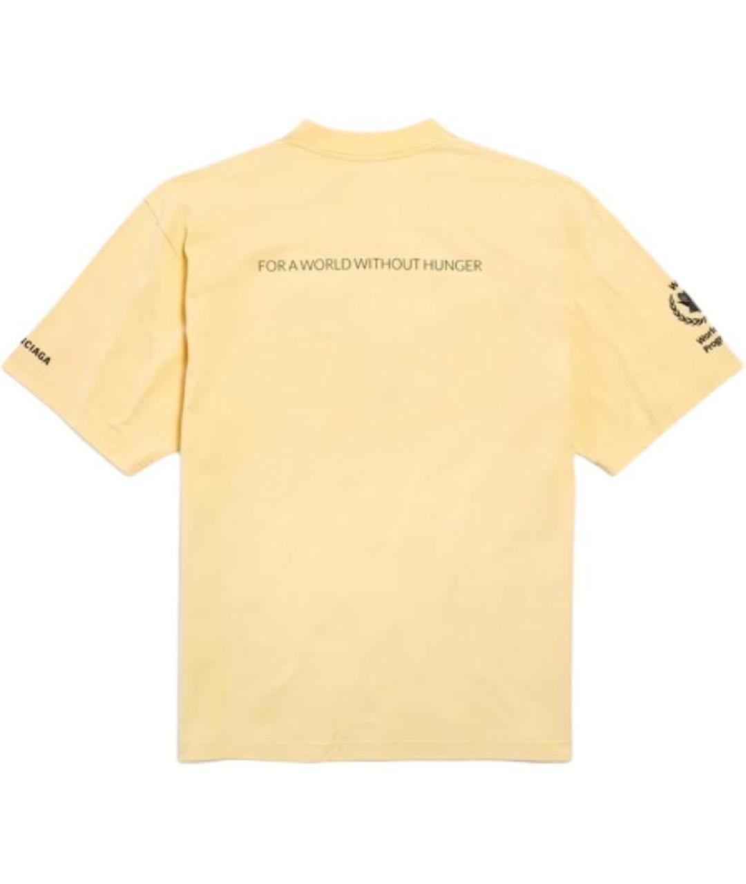 BALENCIAGA Желтая хлопковая футболка, фото 2