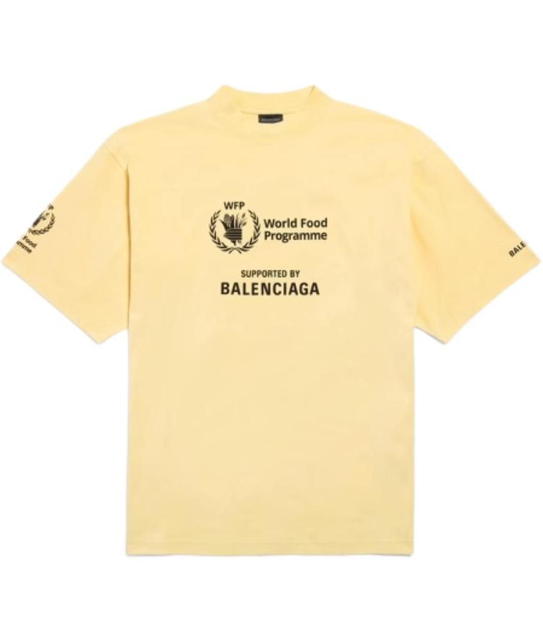 BALENCIAGA Желтая хлопковая футболка, фото 1