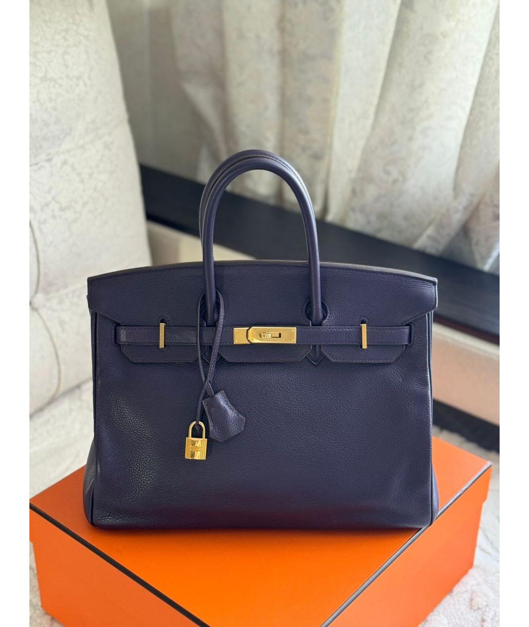 HERMES Фиолетовая кожаная сумка с короткими ручками, фото 9