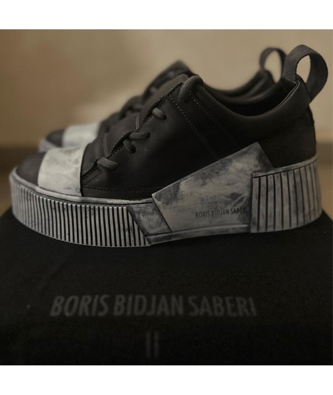 BORIS BIDJAN Черные кожаные низкие кроссовки / кеды, фото 3