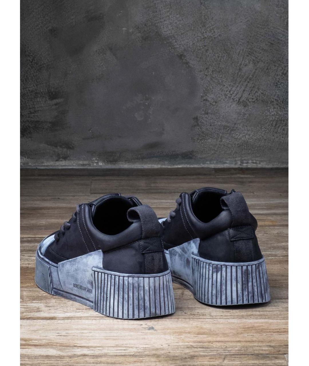 BORIS BIDJAN Черные кожаные низкие кроссовки / кеды, фото 2