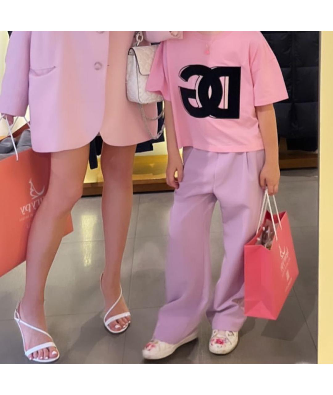 DOLCE & GABBANA KIDS Розовый хлопковый детская футболка / топ, фото 4