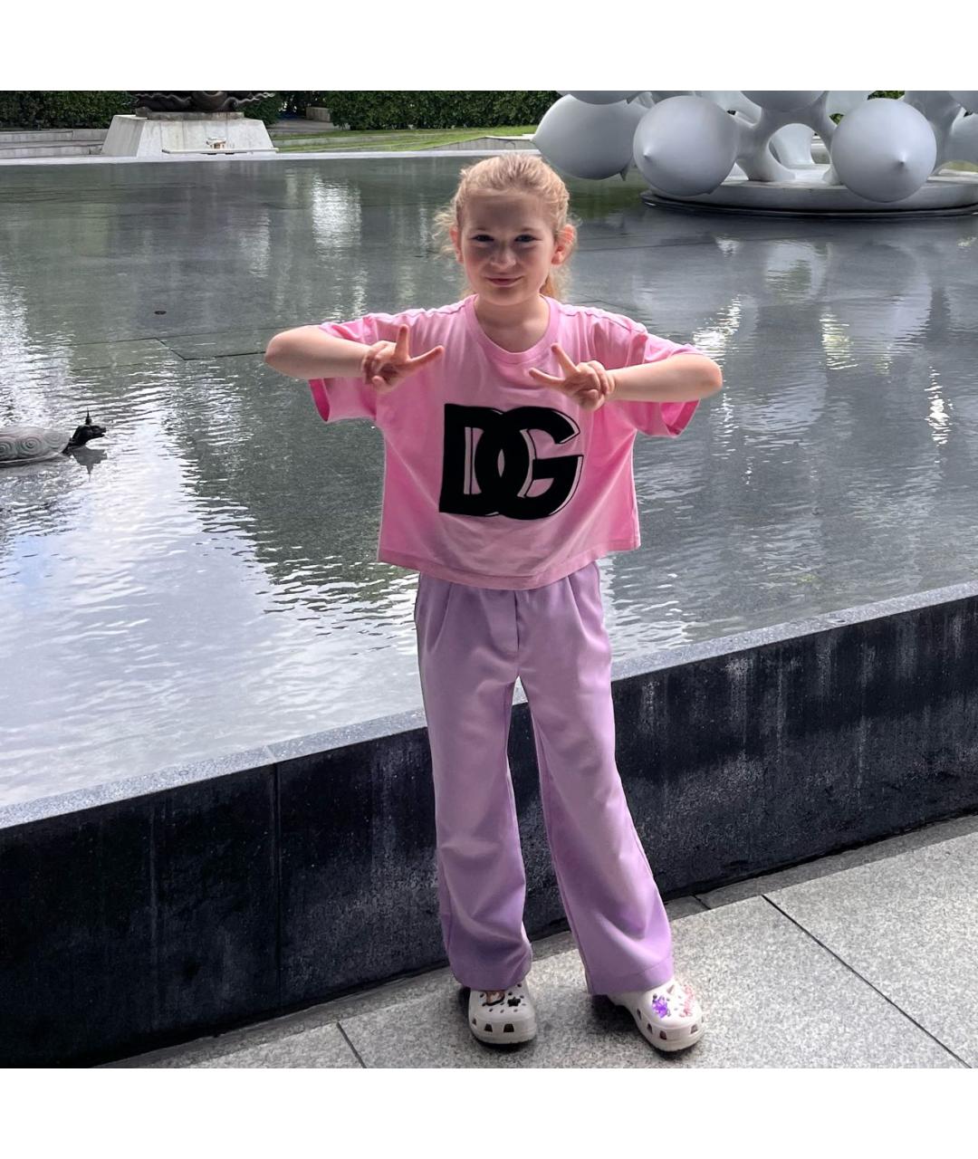 DOLCE & GABBANA KIDS Розовый хлопковый детская футболка / топ, фото 5