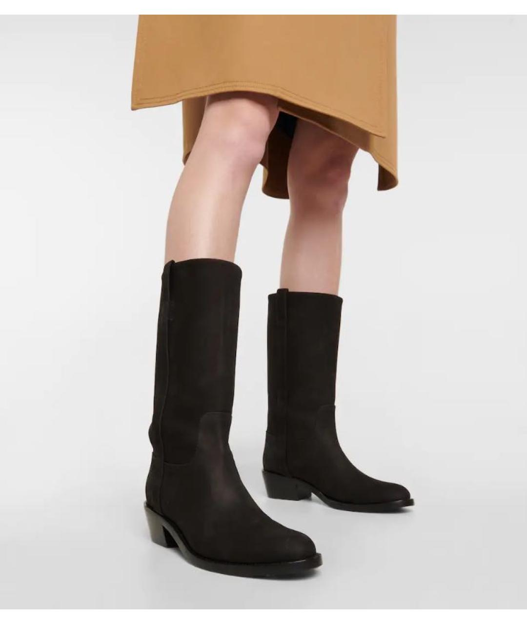 MAX MARA Черные замшевые сапоги, фото 7