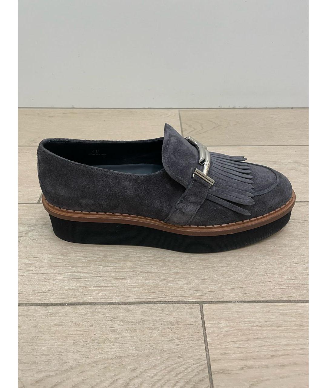 TOD'S Антрацитовые замшевые лоферы, фото 9