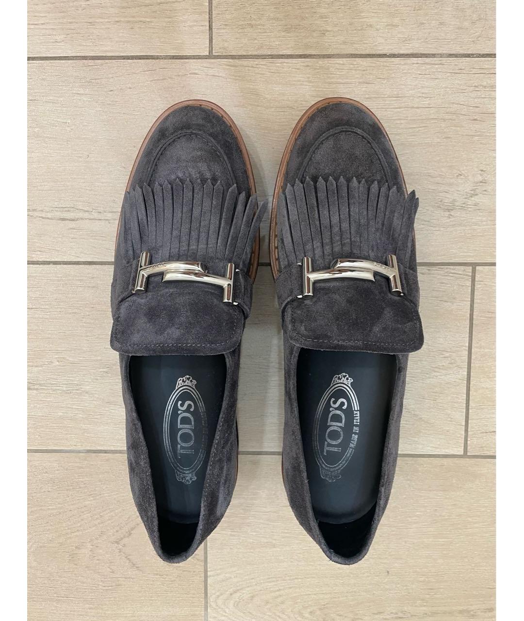 TOD'S Антрацитовые замшевые лоферы, фото 3