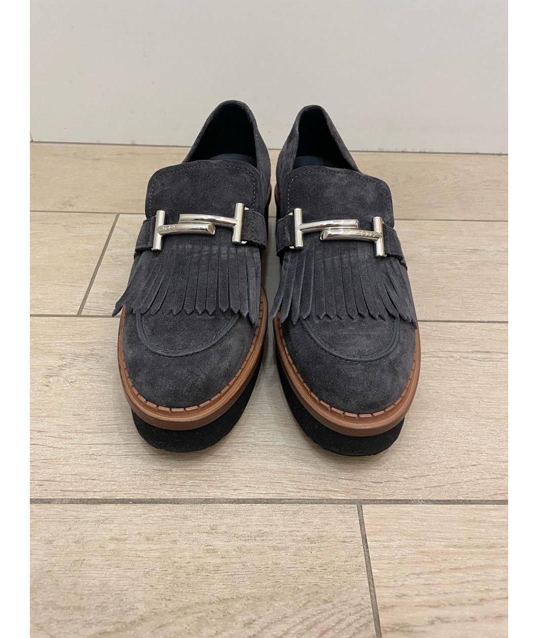 TOD'S Антрацитовые замшевые лоферы, фото 2