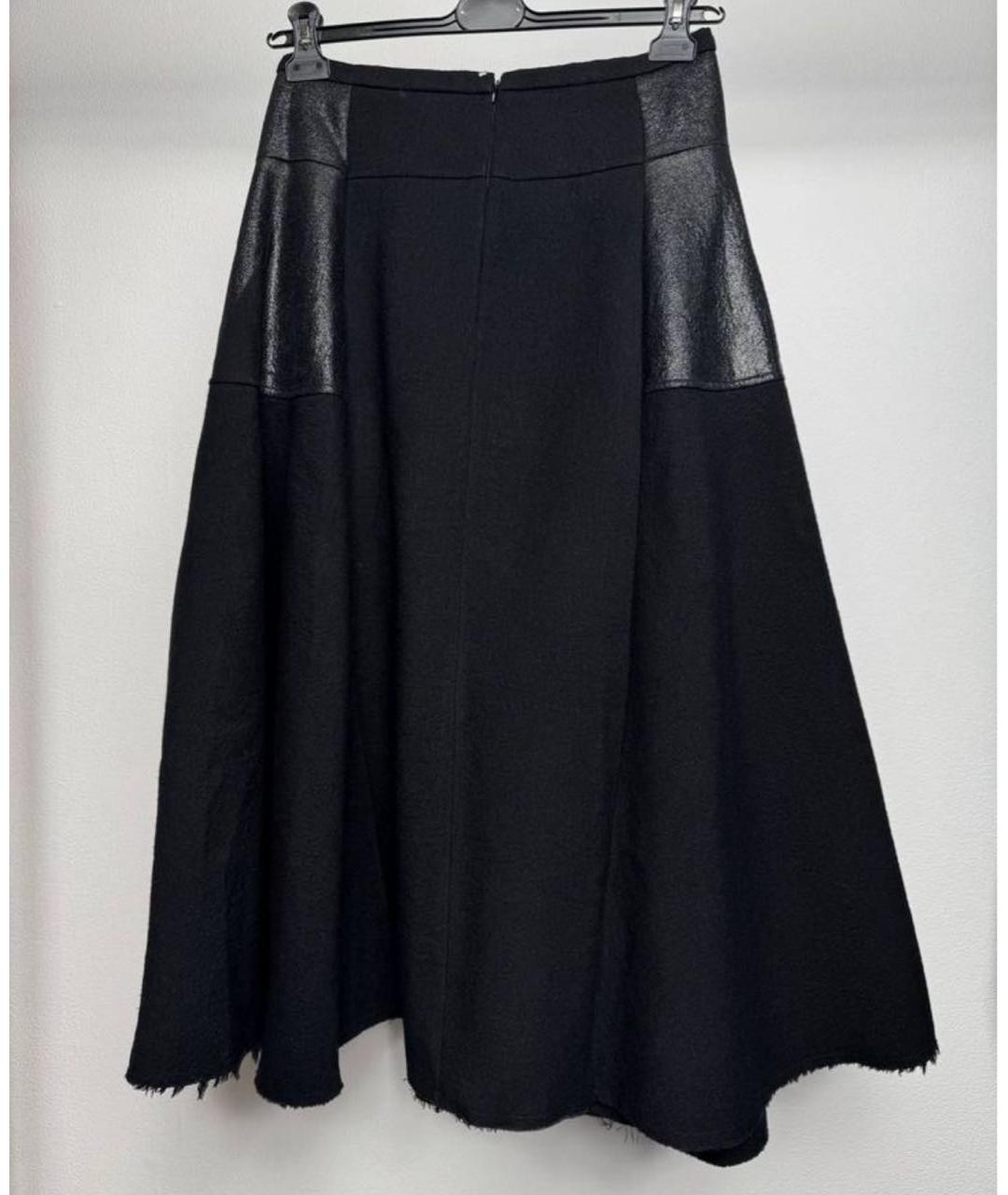 SPORTMAX Черная льняная юбка миди, фото 2