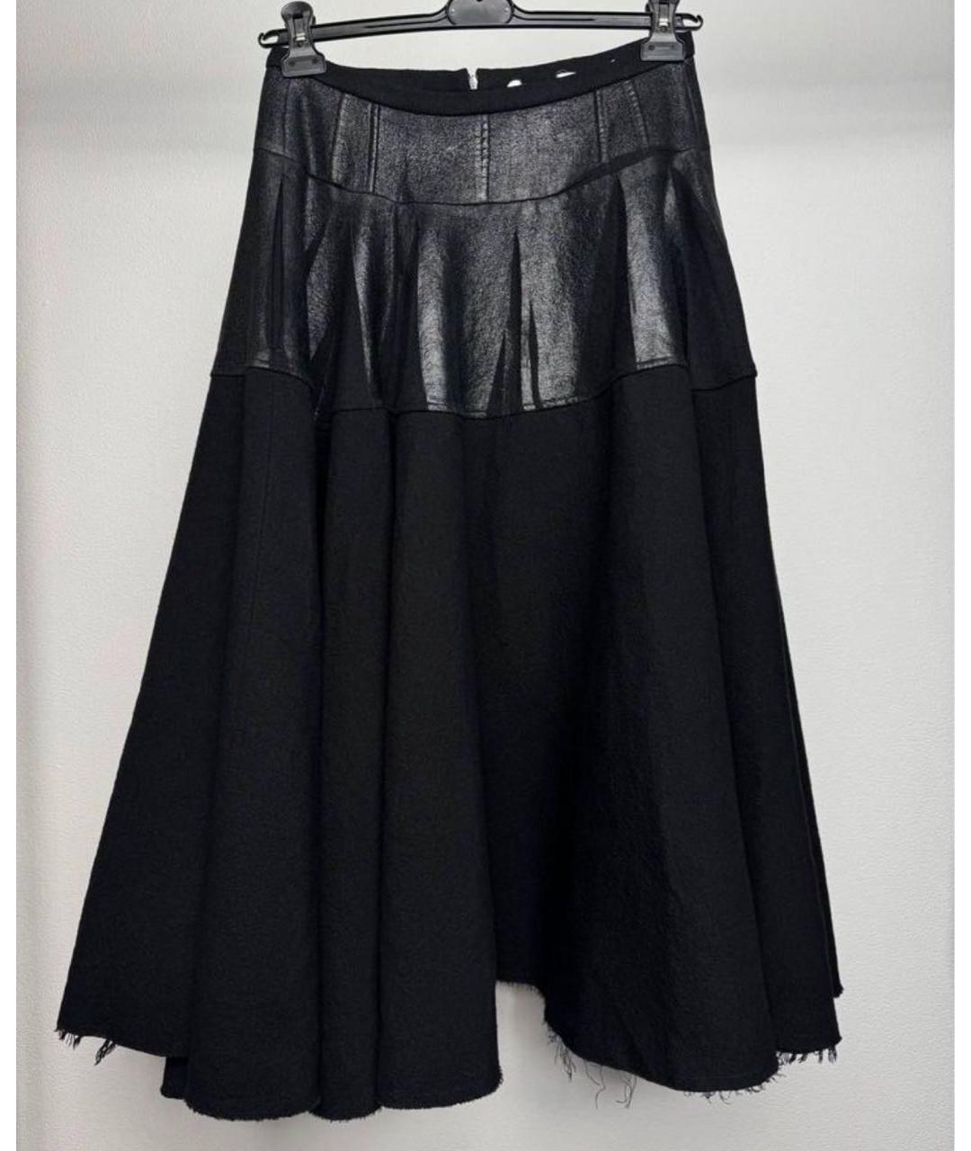 SPORTMAX Черная льняная юбка миди, фото 6