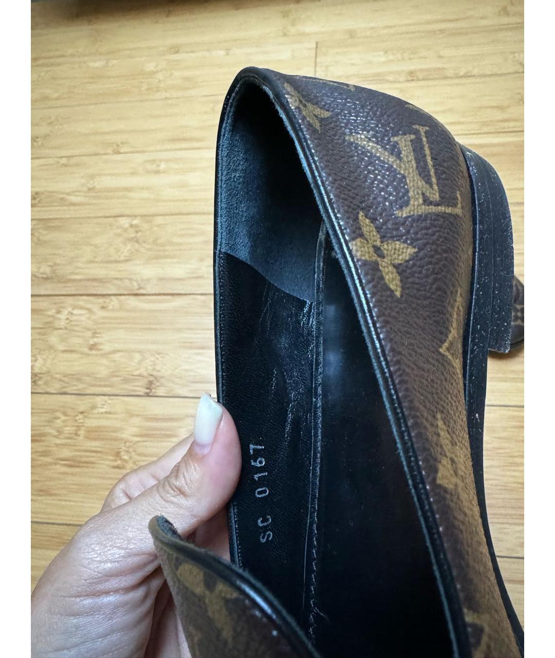 LOUIS VUITTON Коричневые кожаные лоферы, фото 3