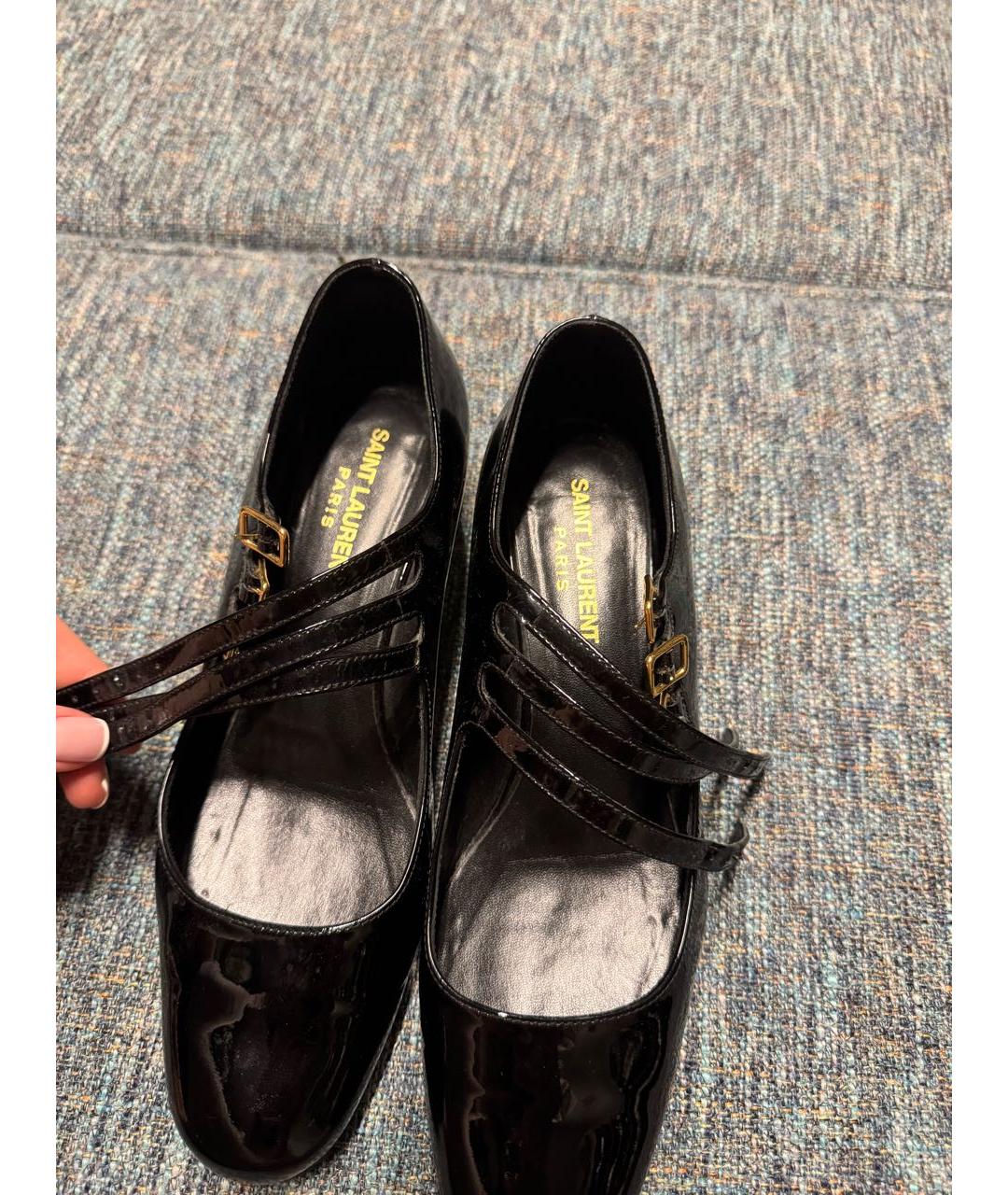 SAINT LAURENT Черные туфли из лакированной кожи, фото 2
