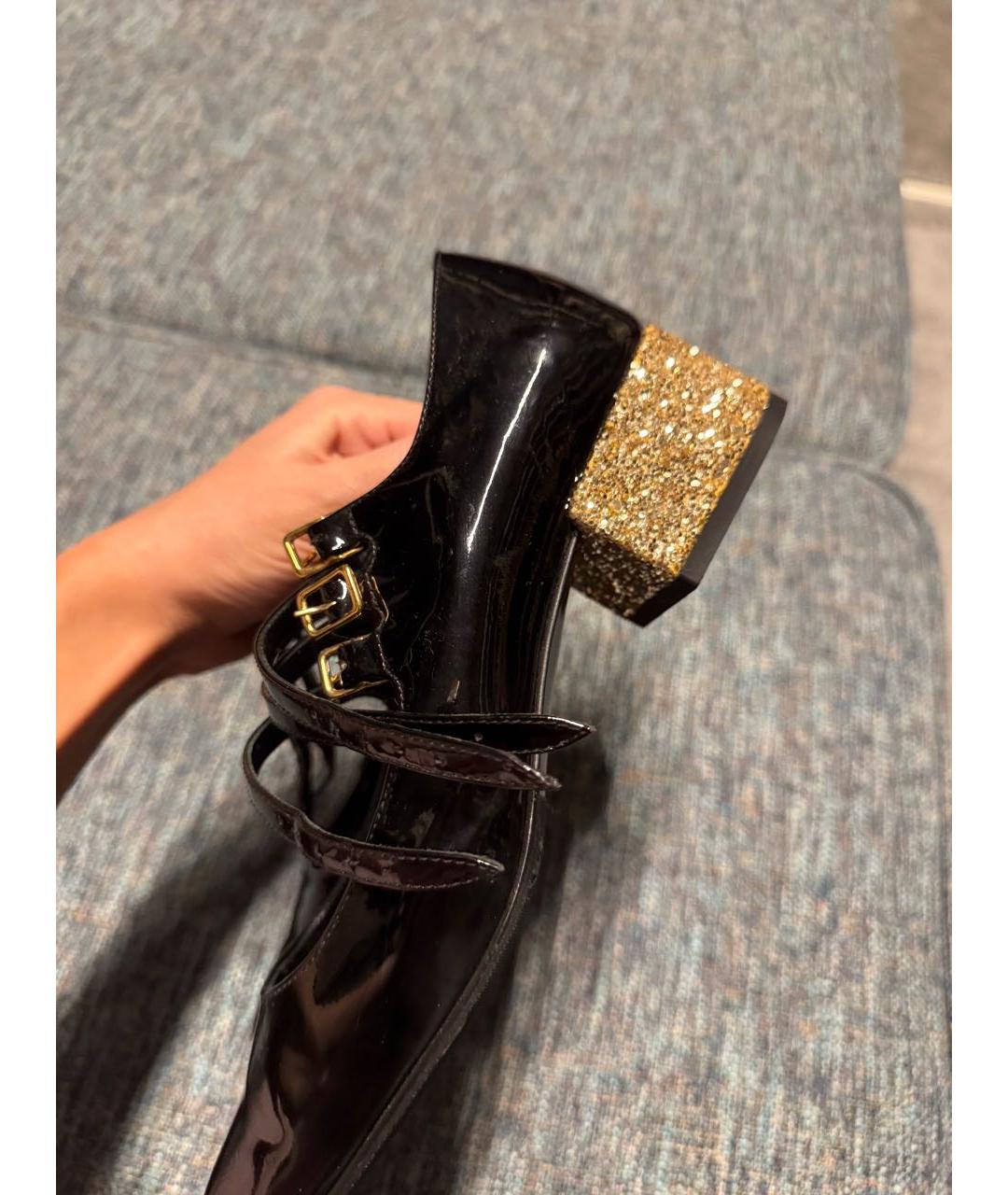 SAINT LAURENT Черные туфли из лакированной кожи, фото 3