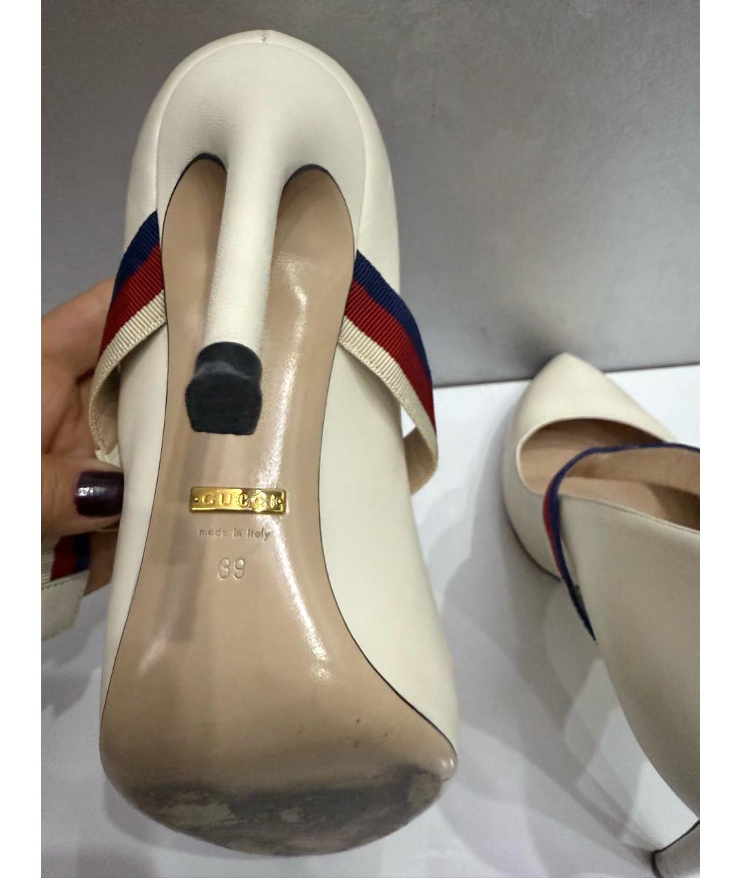 GUCCI Белые кожаные туфли, фото 5