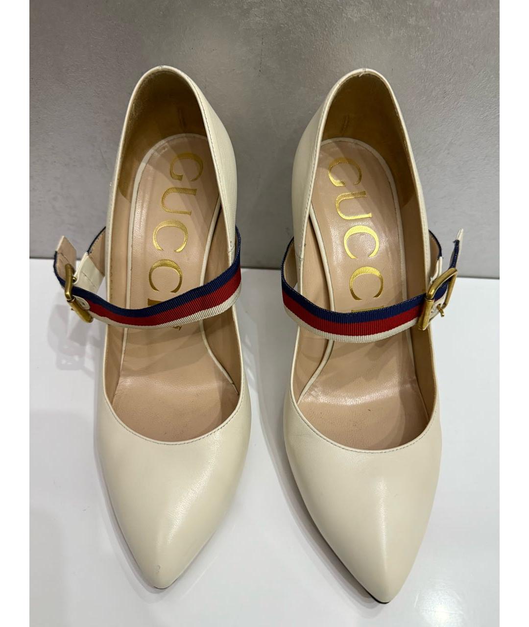 GUCCI Белые кожаные туфли, фото 2
