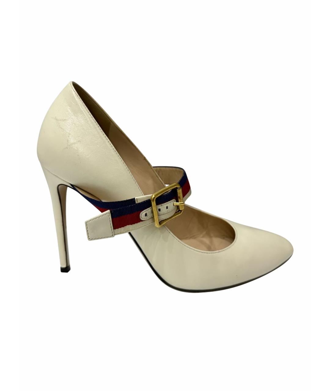 GUCCI Белые кожаные туфли, фото 1