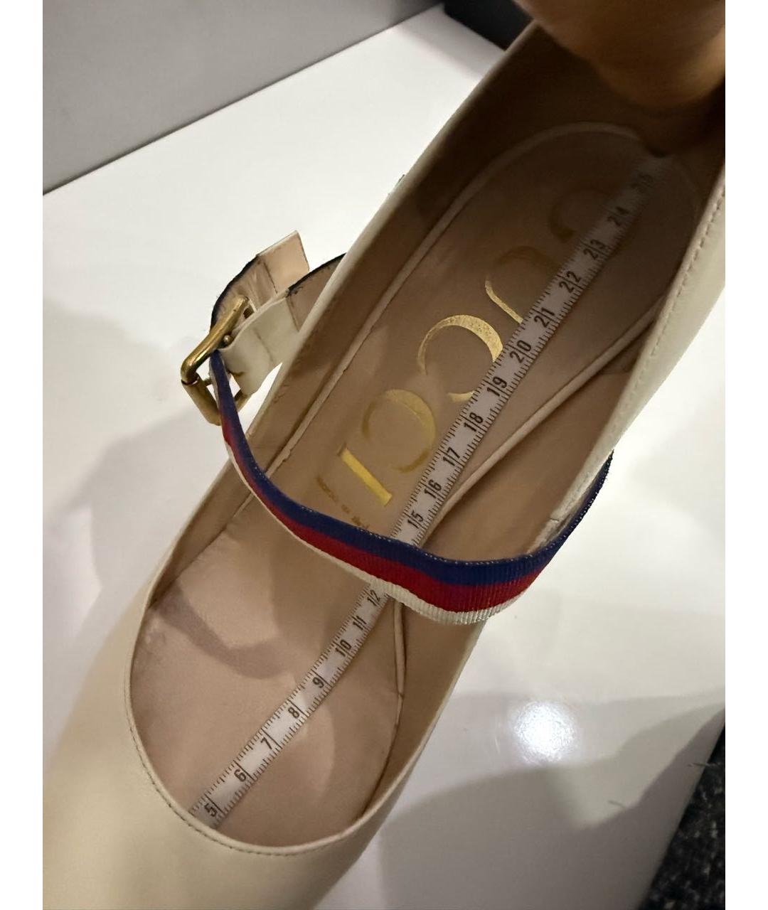 GUCCI Белые кожаные туфли, фото 6