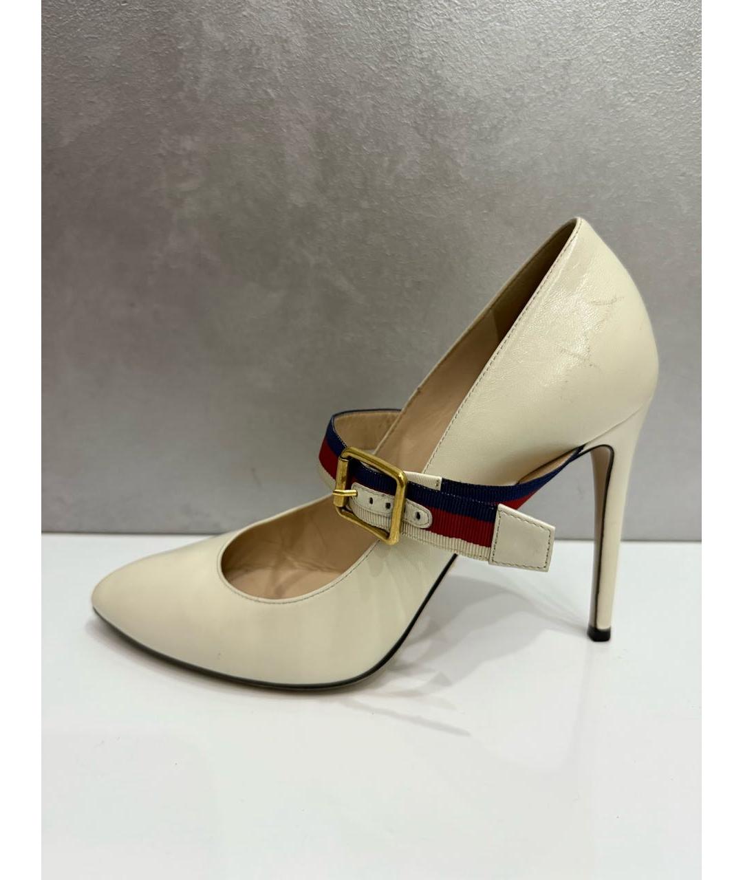 GUCCI Белые кожаные туфли, фото 7