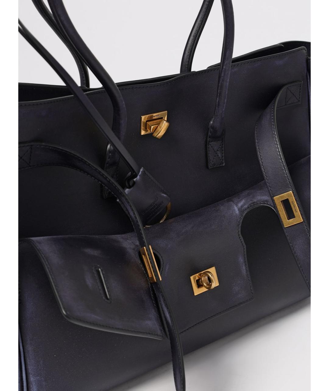 BALENCIAGA Черная кожаная сумка тоут, фото 4