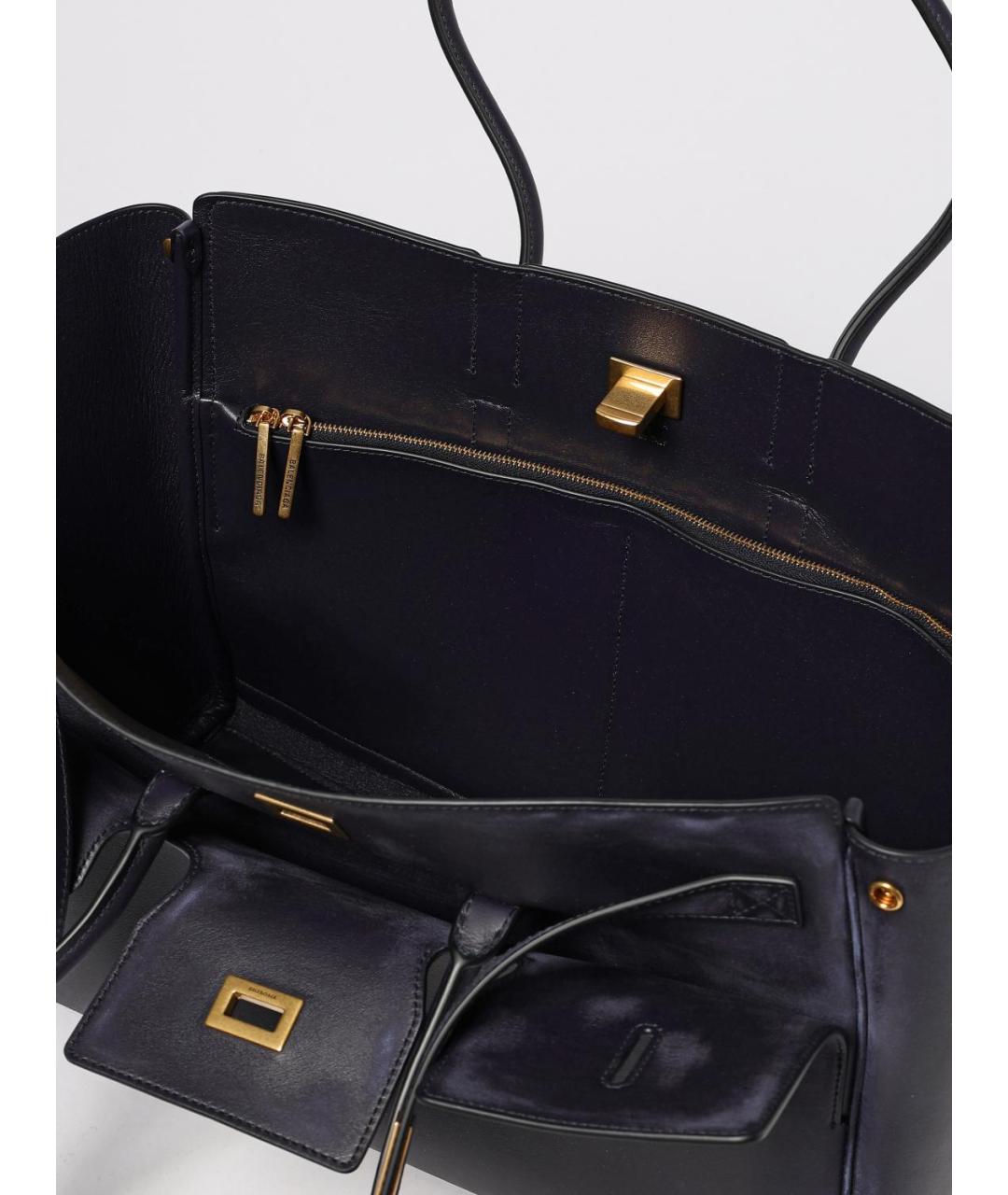BALENCIAGA Черная кожаная сумка тоут, фото 5