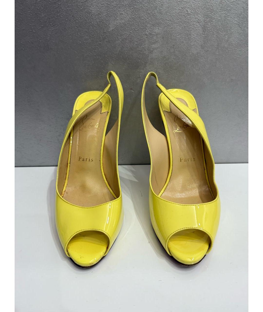 CHRISTIAN LOUBOUTIN Желтые кожаные туфли, фото 2