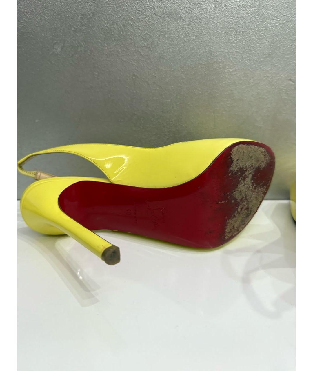 CHRISTIAN LOUBOUTIN Желтые кожаные туфли, фото 6