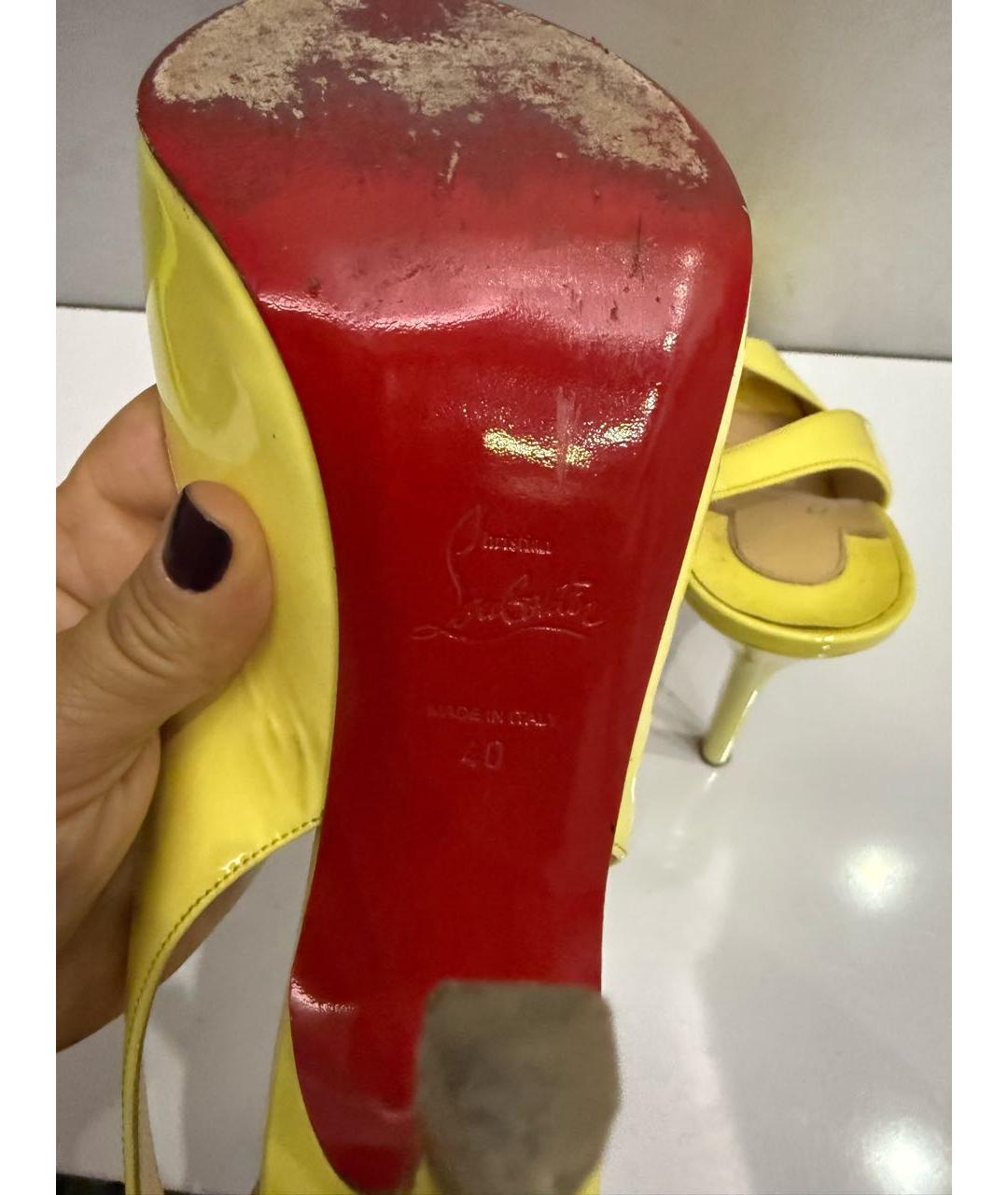 CHRISTIAN LOUBOUTIN Желтые кожаные туфли, фото 7