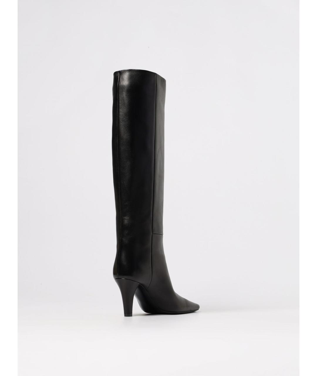 SAINT LAURENT Черные кожаные сапоги, фото 3