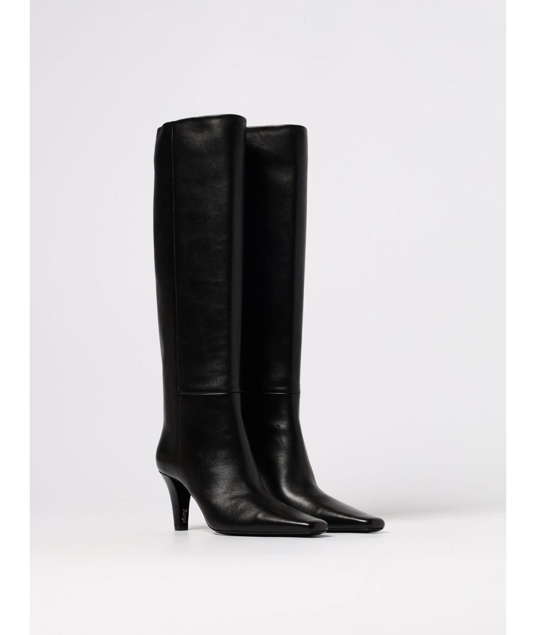 SAINT LAURENT Черные кожаные сапоги, фото 2