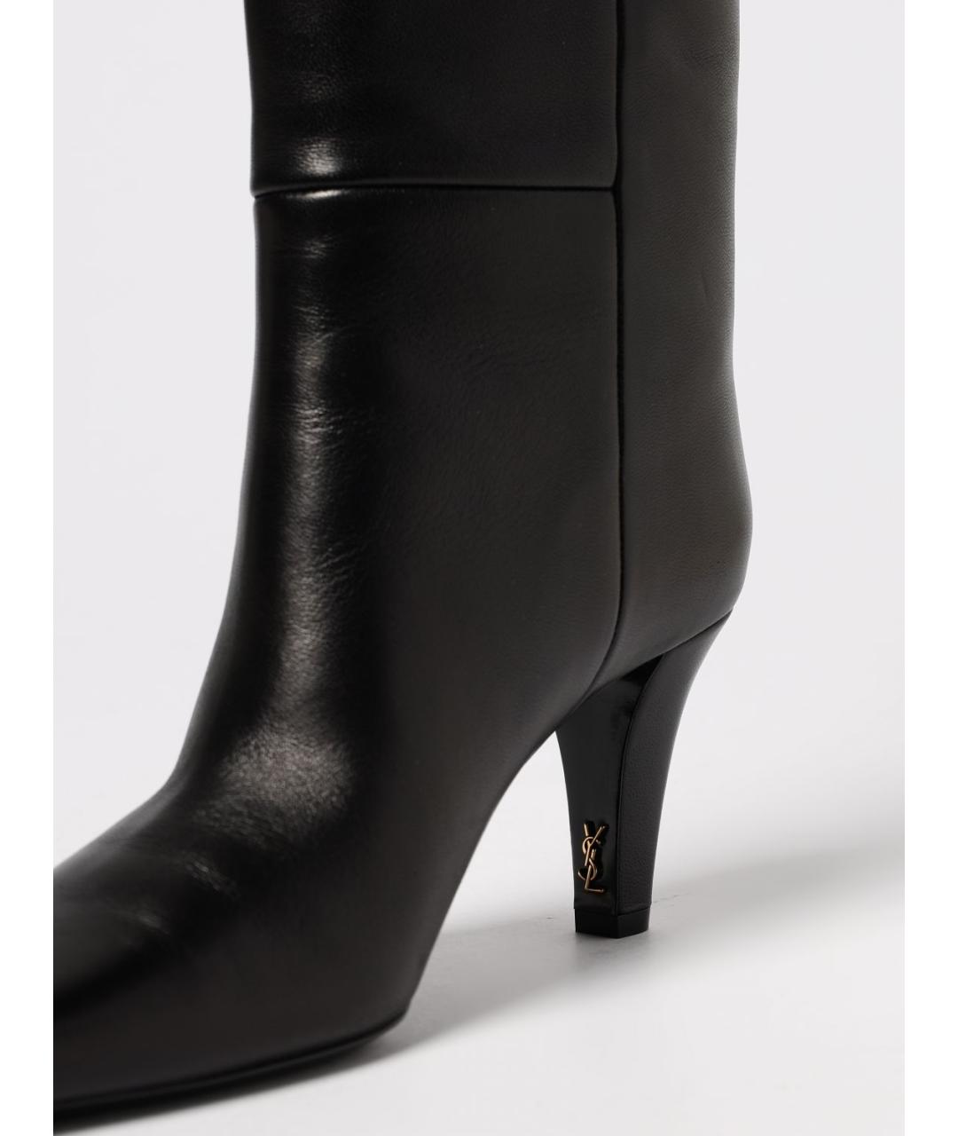 SAINT LAURENT Черные кожаные сапоги, фото 4