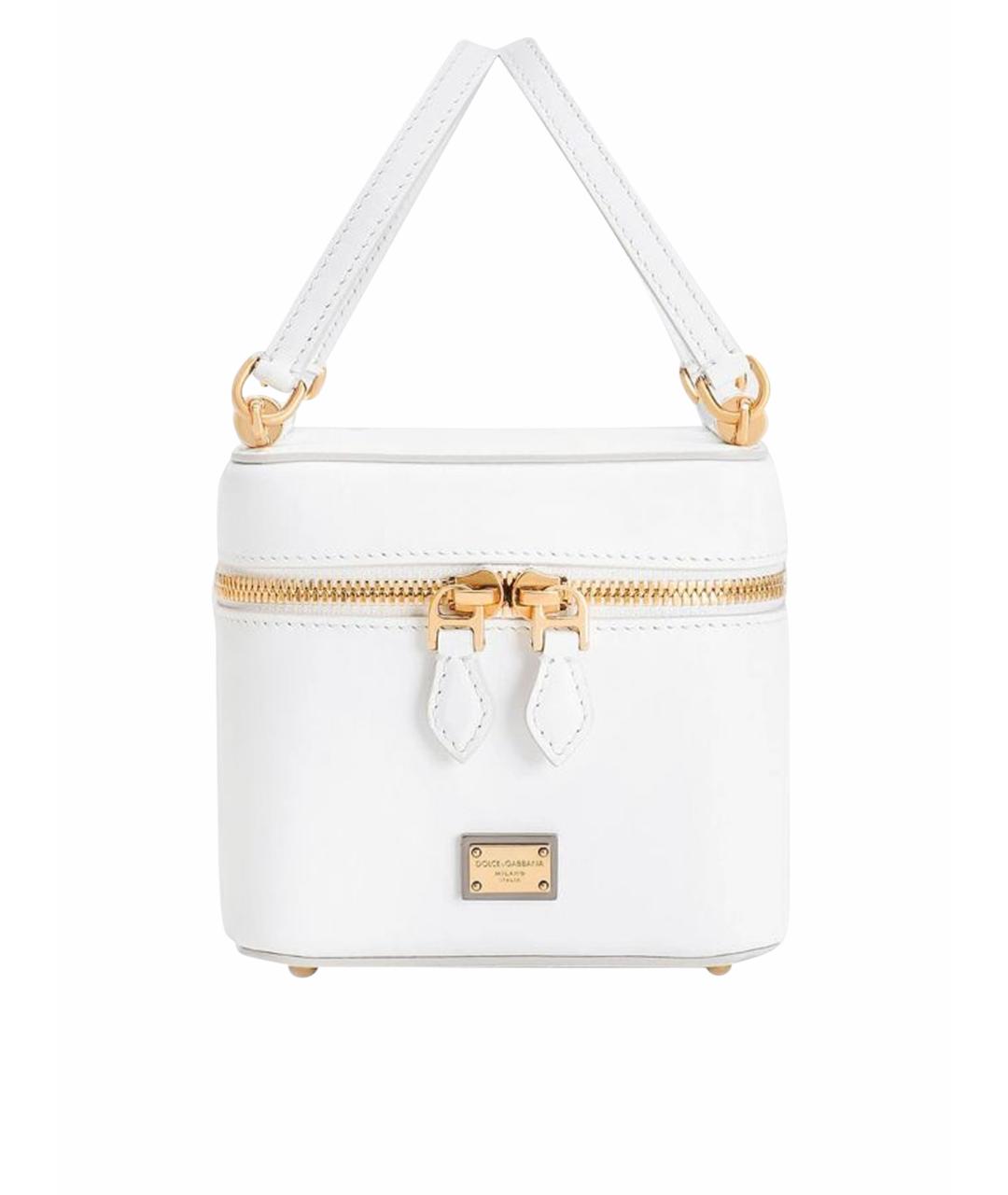 DOLCE&GABBANA Белая кожаная сумка с короткими ручками, фото 1