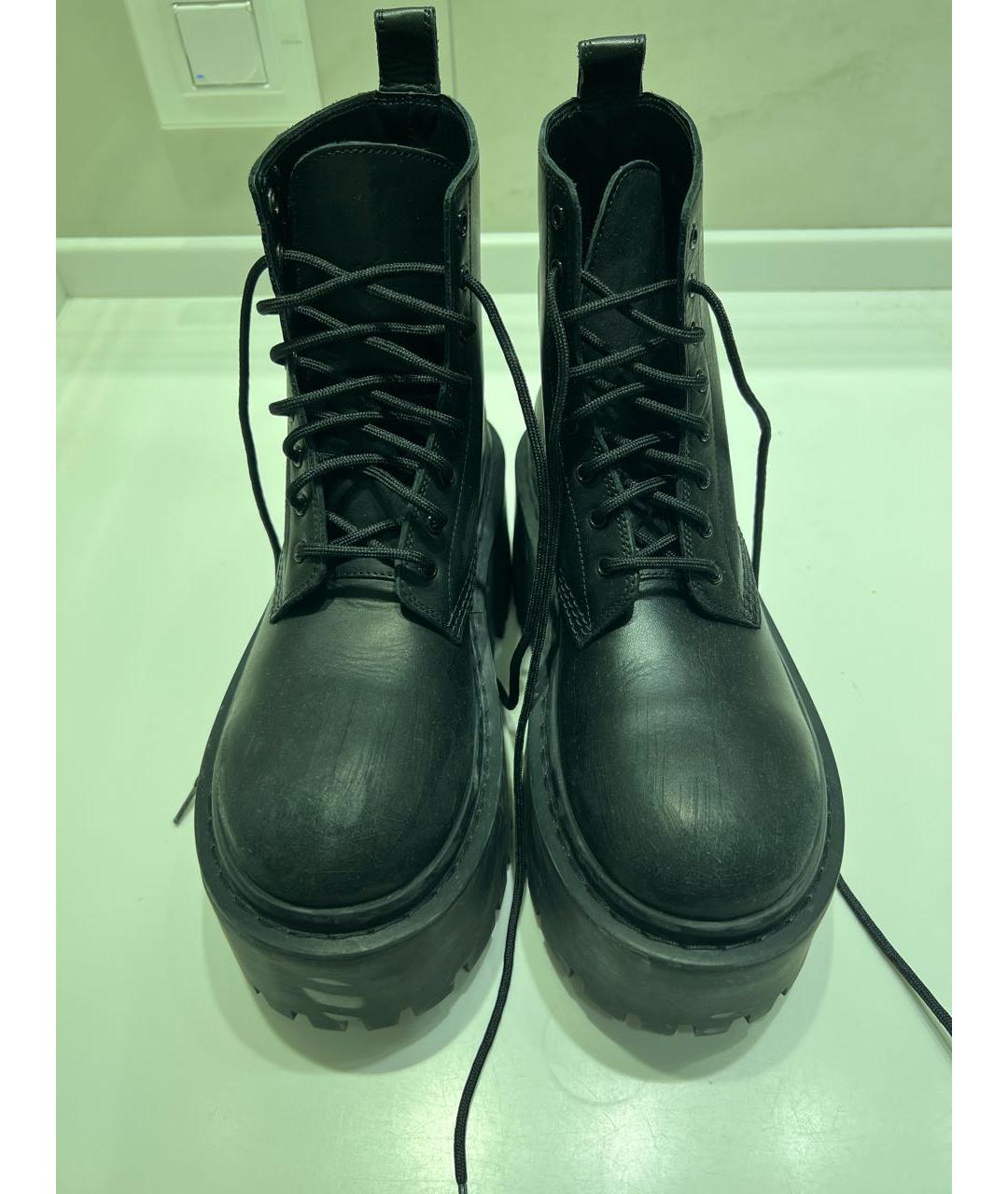 BALENCIAGA Черные кожаные ботинки, фото 2