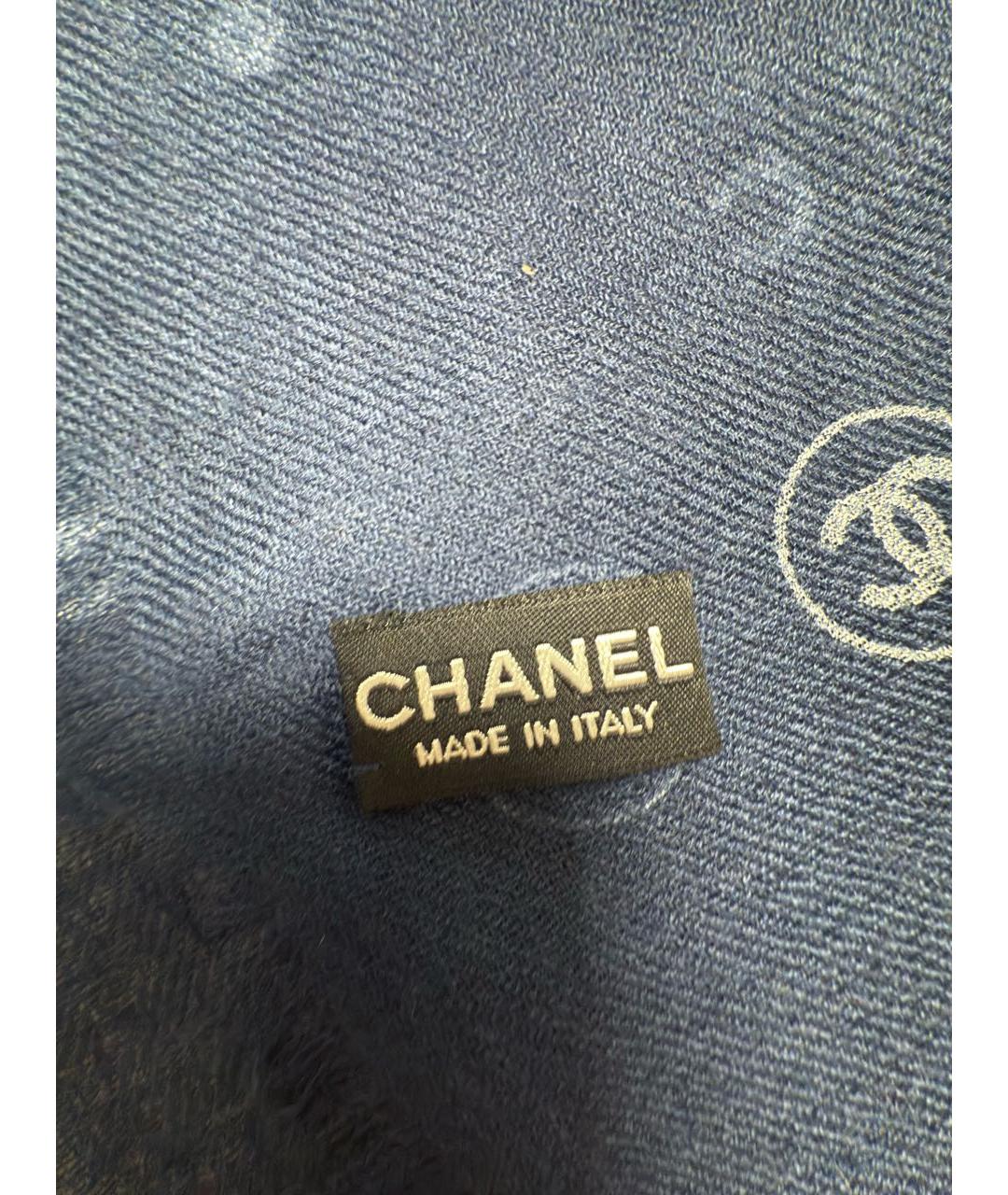 CHANEL Темно-синий кашемировый шарф, фото 6