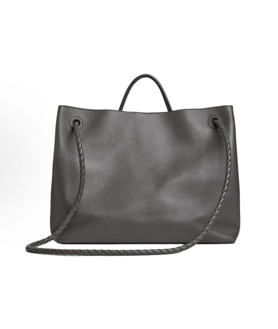 BOTTEGA VENETA Серая кожаная сумка тоут, фото 4