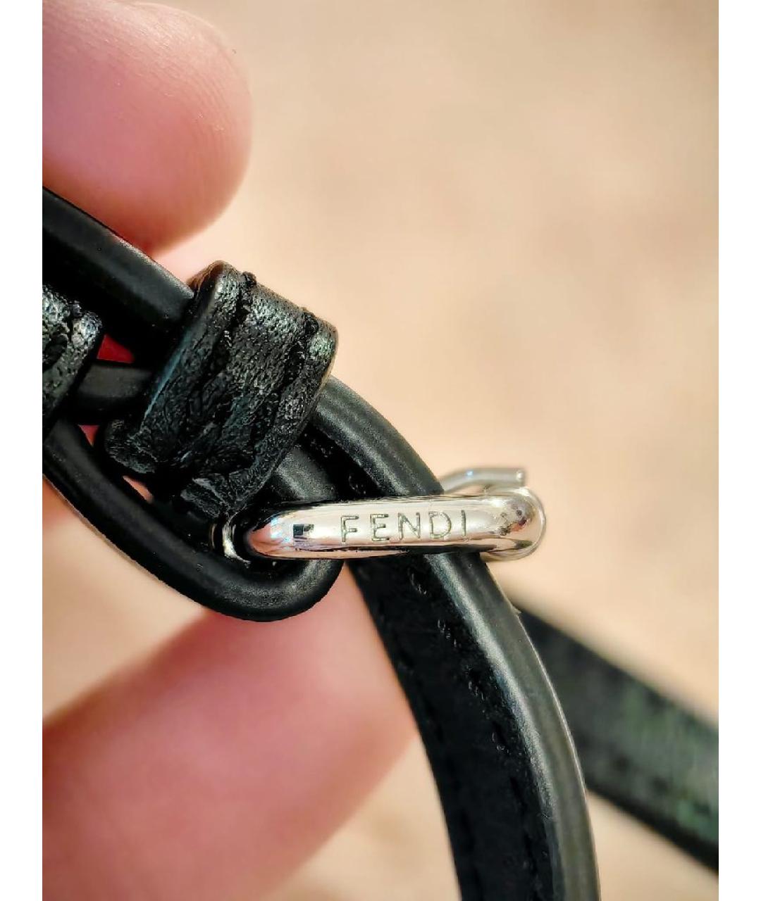 FENDI Черная сумка с короткими ручками из экзотической кожи, фото 7