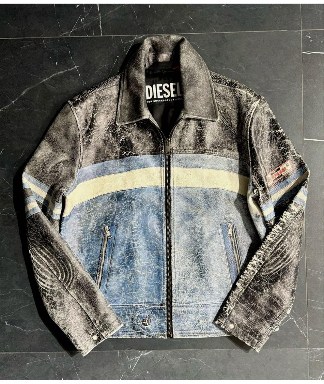 DIESEL Синяя кожаная куртка, фото 3