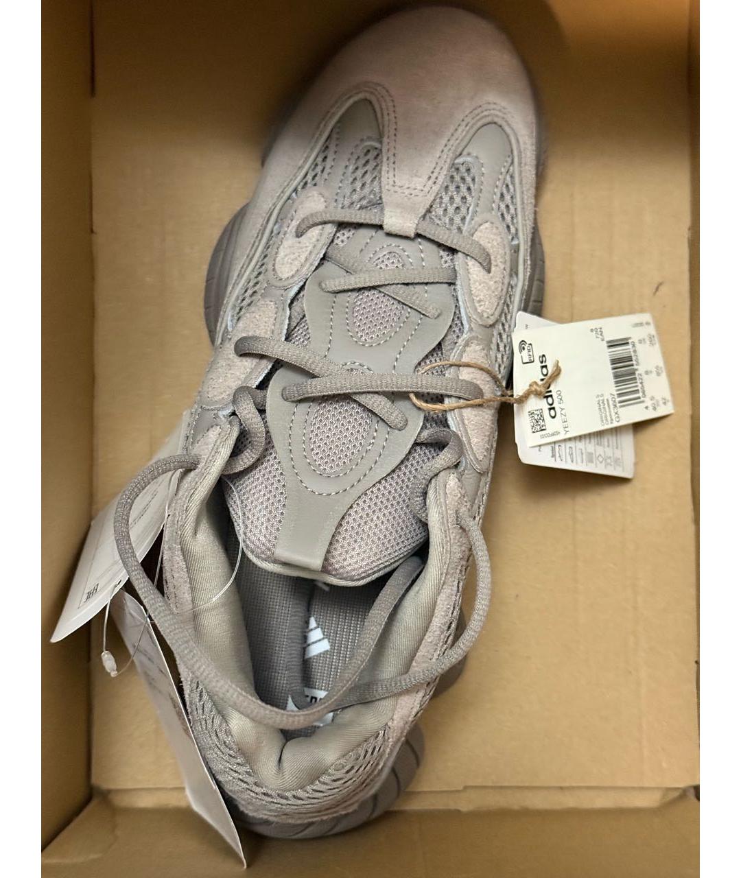 ADIDAS YEEZY Бежевые кожаные низкие кроссовки / кеды, фото 2