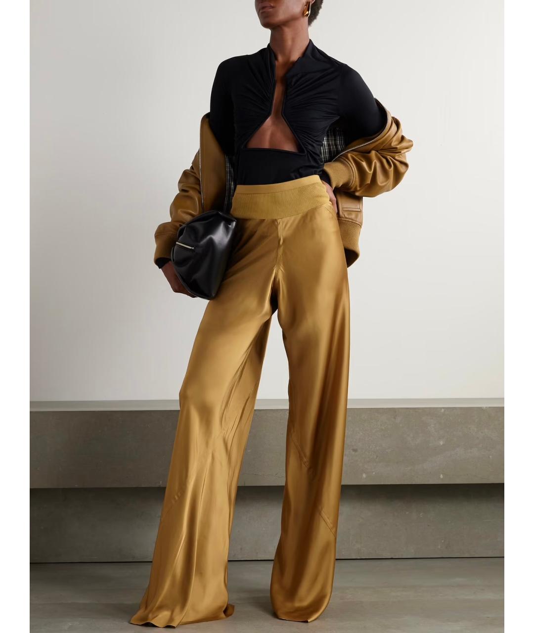 RICK OWENS Золотые брюки широкие, фото 2