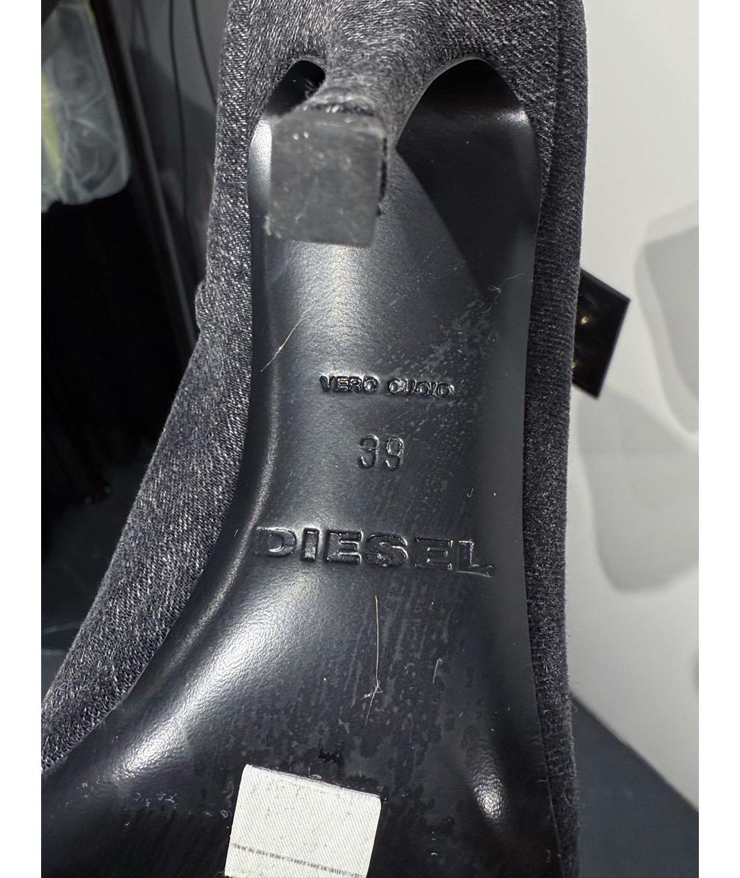 DIESEL Антрацитовые текстильные сапоги, фото 5