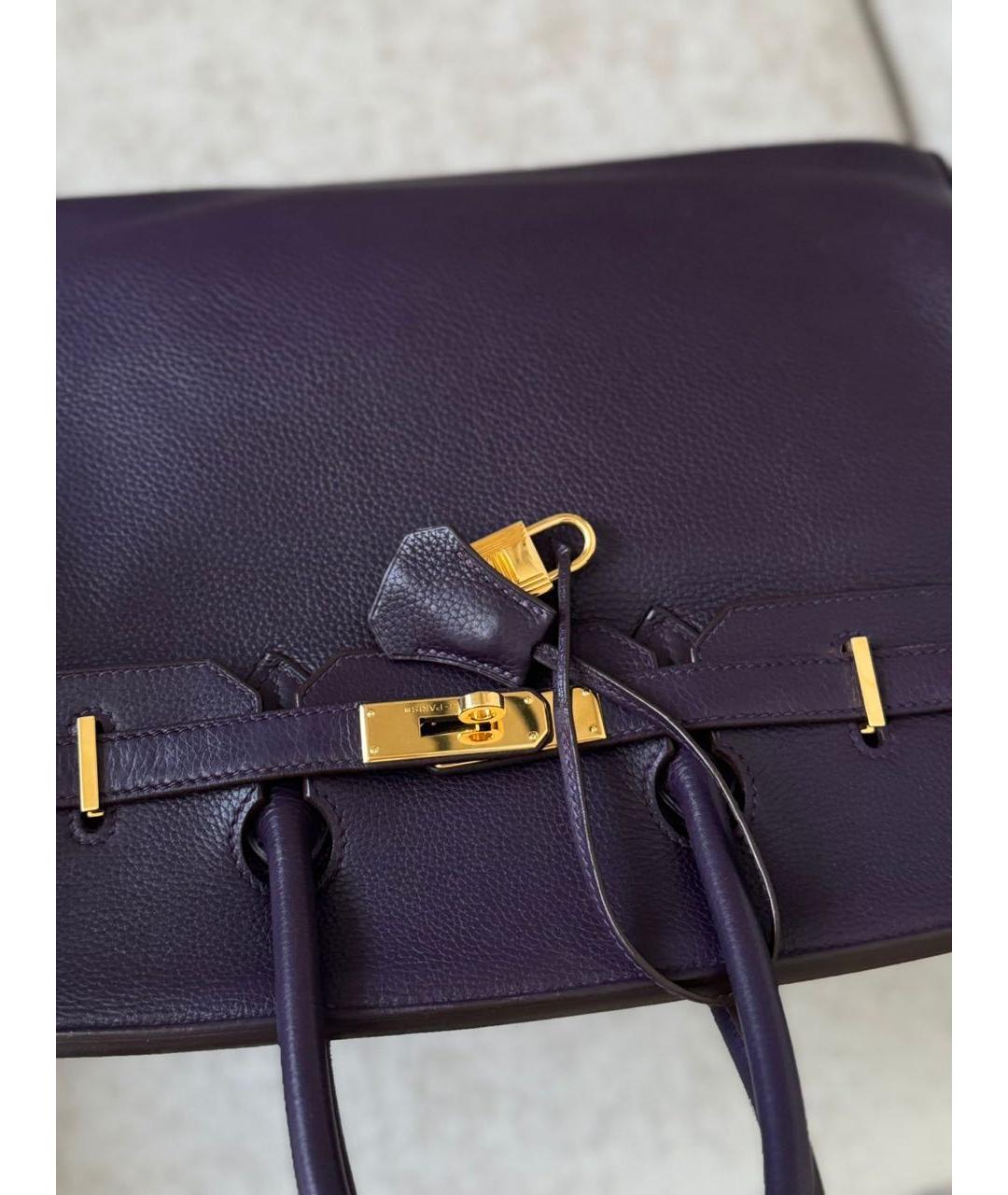 HERMES Фиолетовая кожаная сумка тоут, фото 2