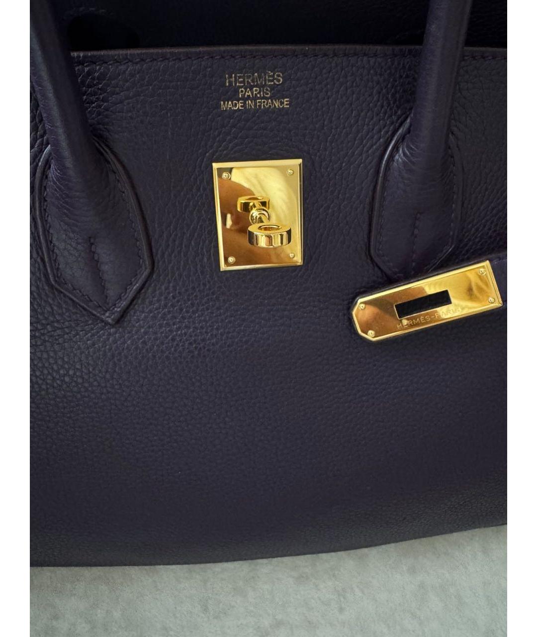HERMES Фиолетовая кожаная сумка тоут, фото 5