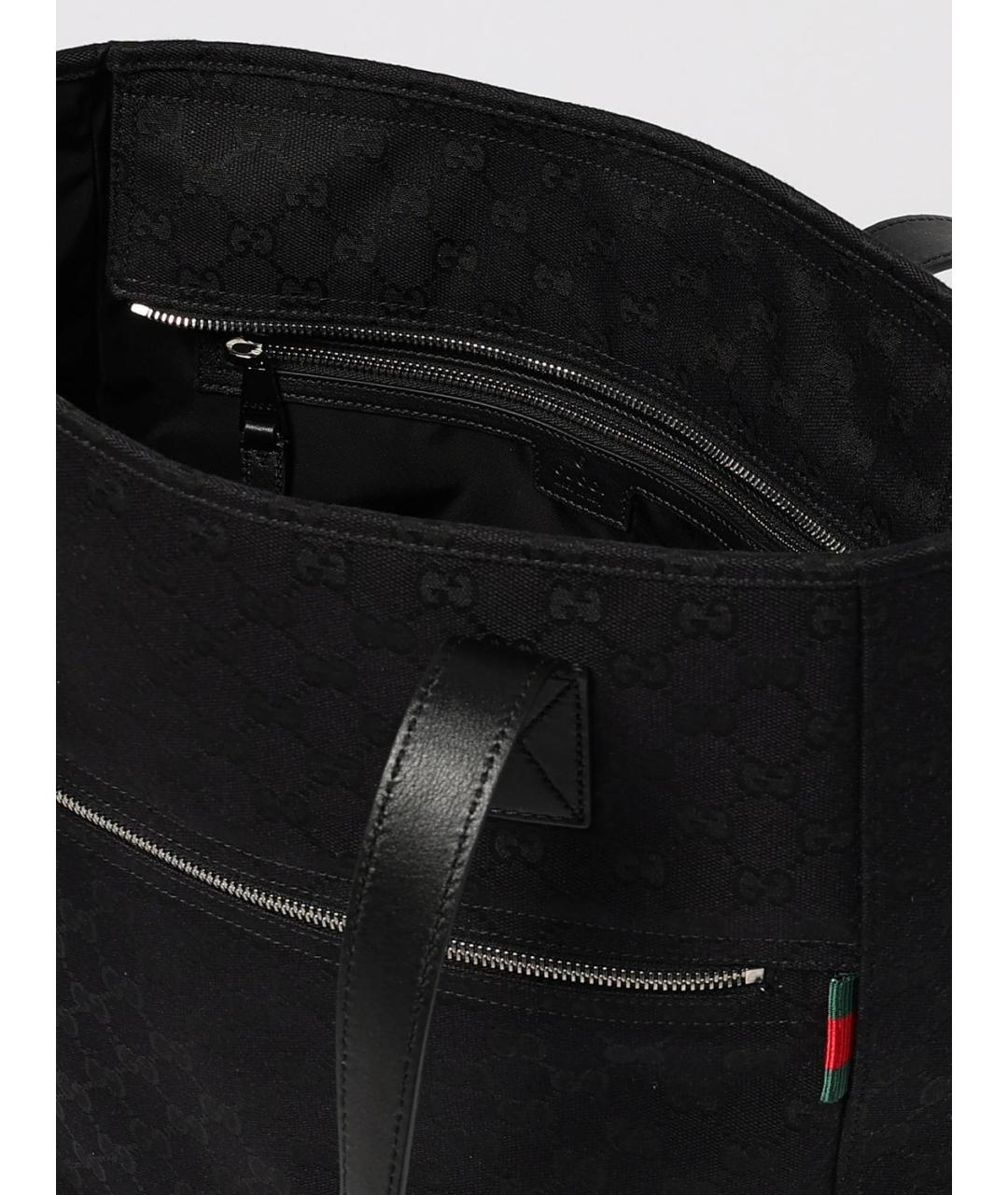 GUCCI Черная тканевая сумка тоут, фото 5