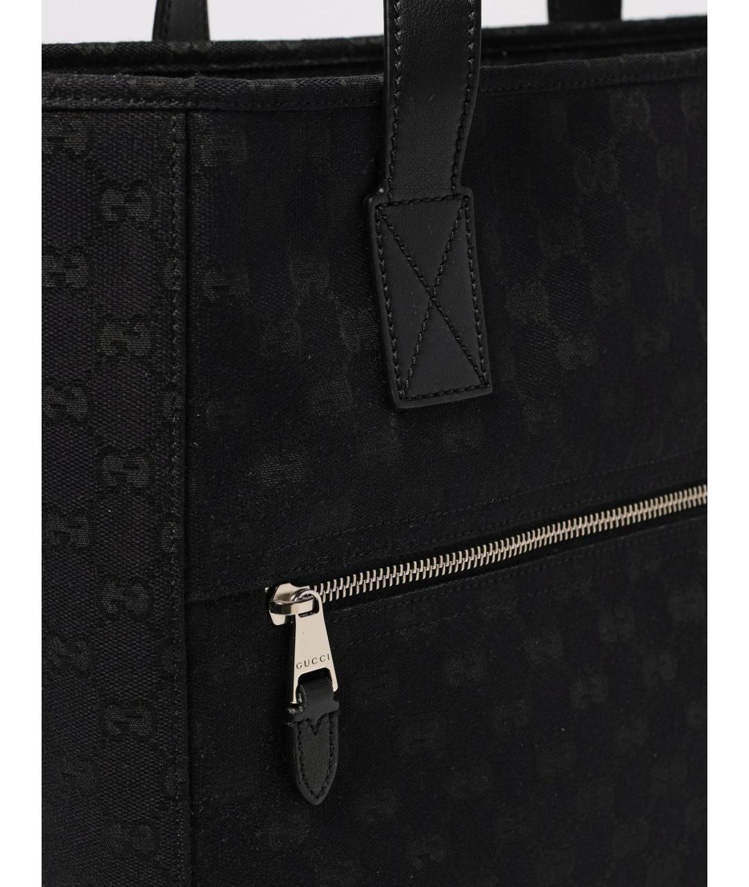 GUCCI Черная тканевая сумка тоут, фото 4