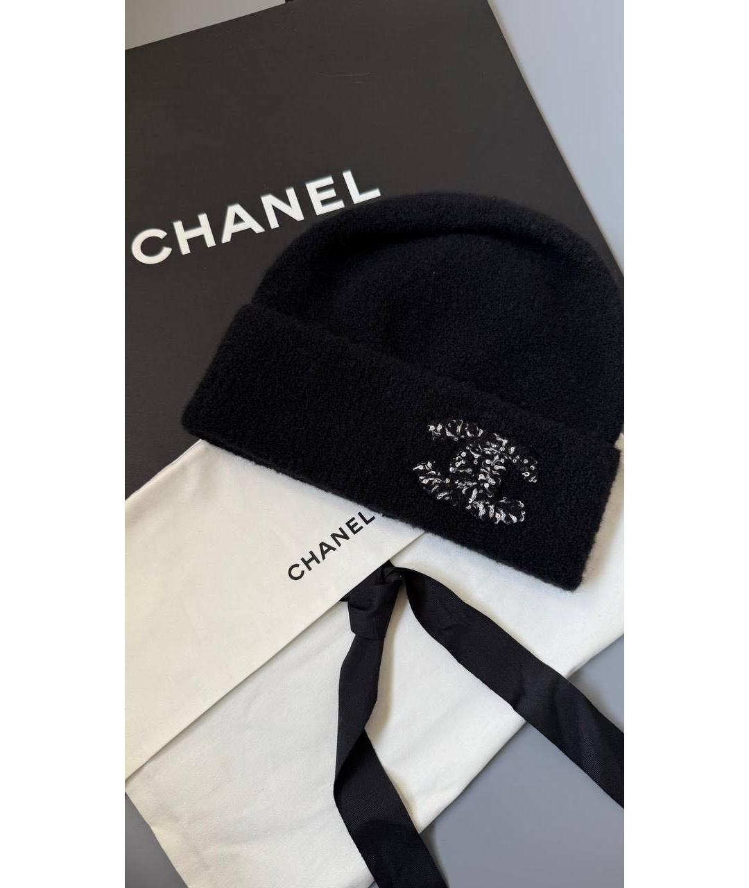 CHANEL Черная кашемировая шапка, фото 4