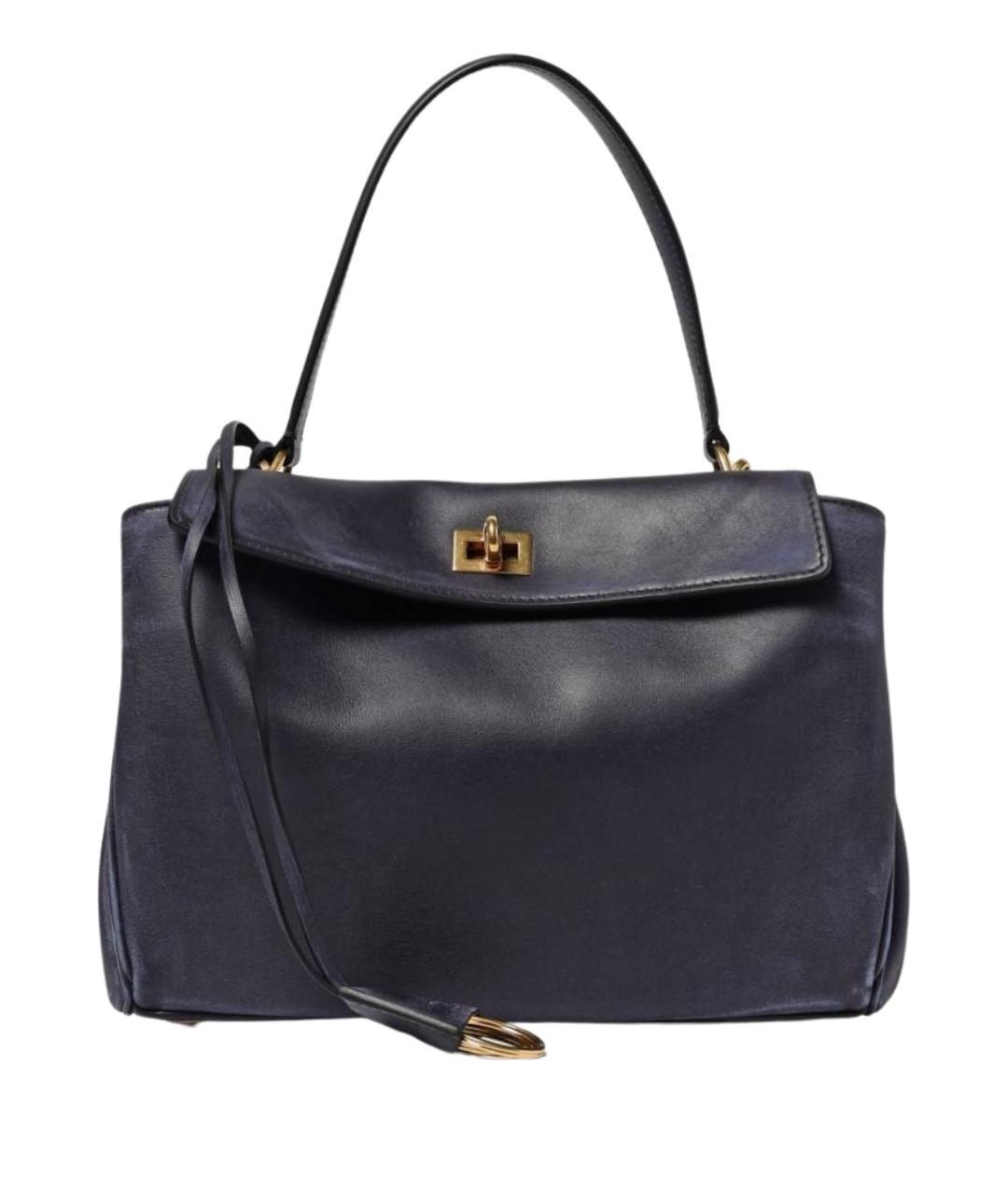 BALENCIAGA Темно-синяя кожаная сумка тоут, фото 1
