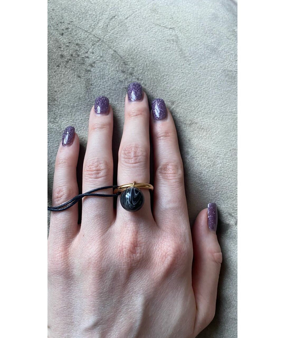BURBERRY Черное латунное кольцо, фото 4