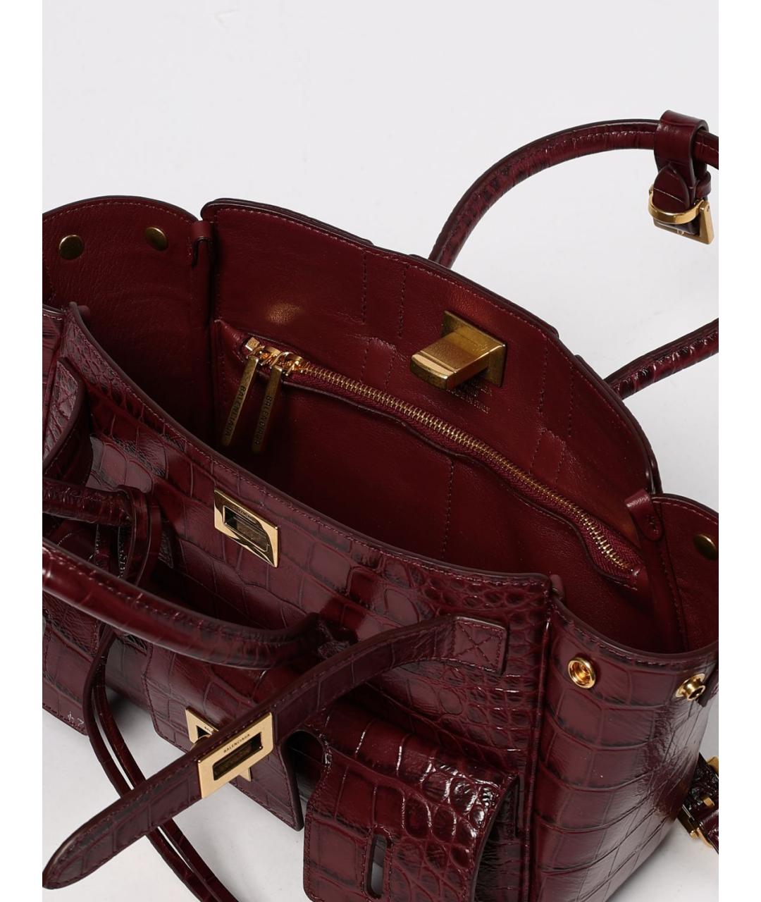 BALENCIAGA Бордовая кожаная сумка тоут, фото 5