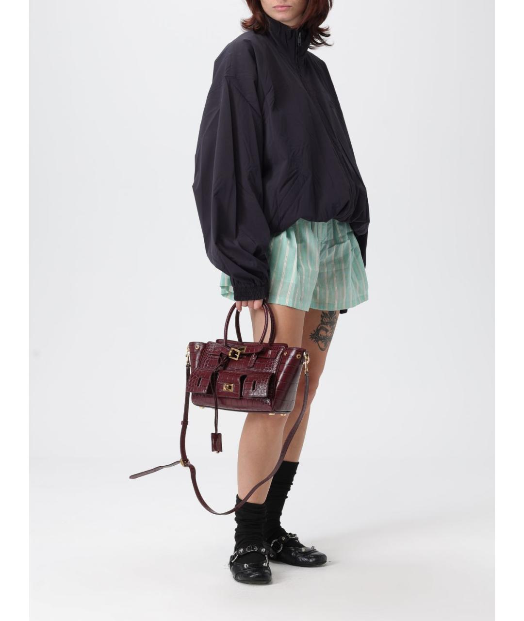 BALENCIAGA Бордовая кожаная сумка тоут, фото 2