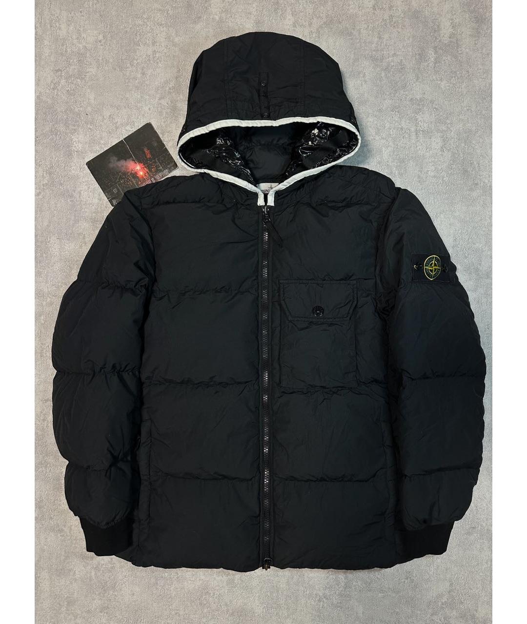 STONE ISLAND Черный полиамидовый пуховик, фото 2