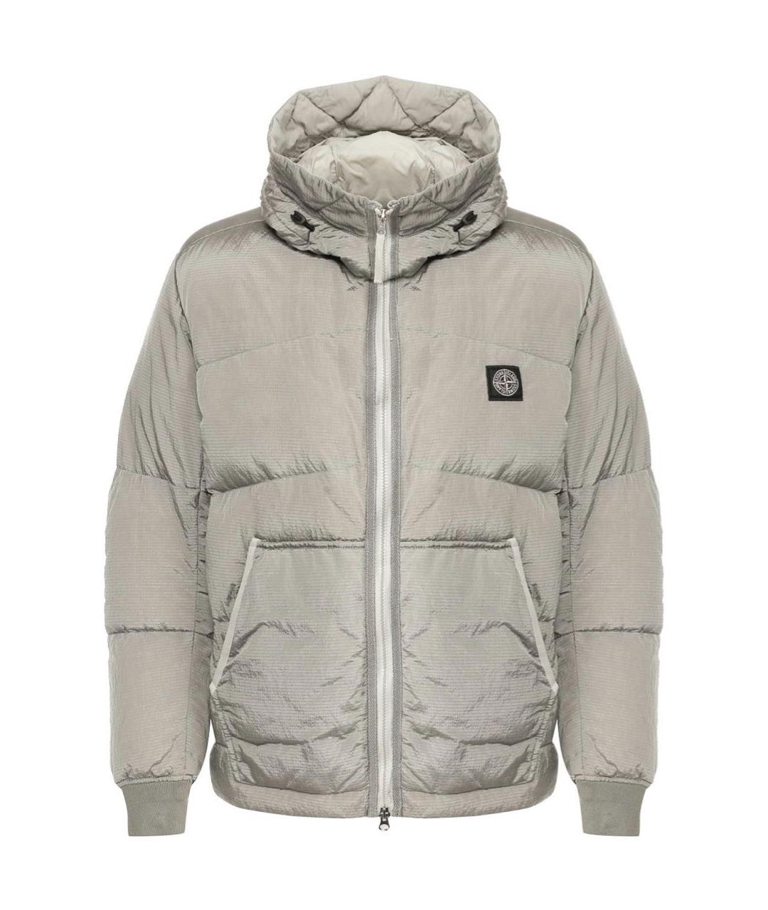 STONE ISLAND Серый полиамидовый пуховик, фото 6